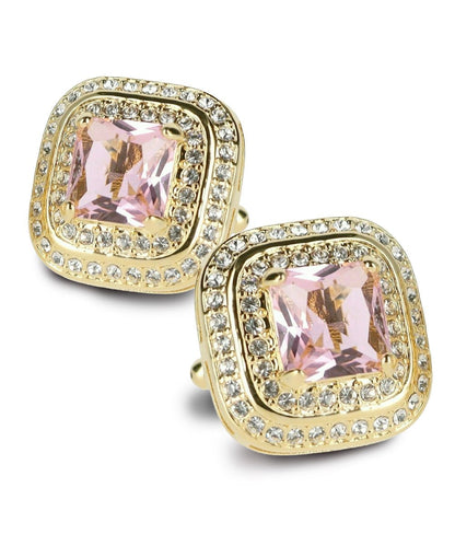 BLING Colorstone Cufflinks with Square Crystal Double Diamond Set in a Box by Vittorio Vico (CL75XX) (CL - 7504) for Independent Retail Stores by Dubal Brothers