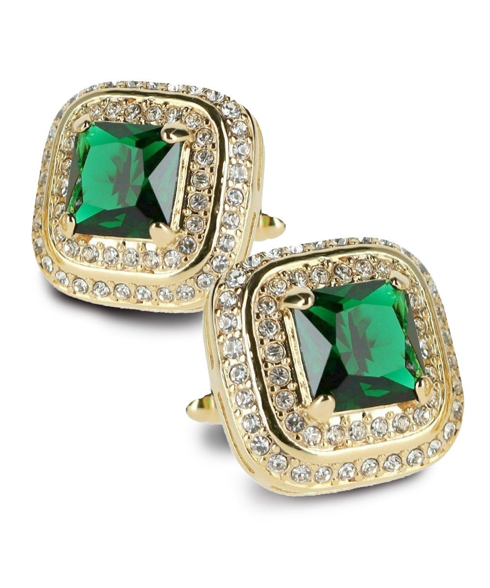 BLING Colorstone Cufflinks with Square Crystal Double Diamond Set in a Box by Vittorio Vico (CL75XX) (CL - 7506) for Independent Retail Stores by Dubal Brothers