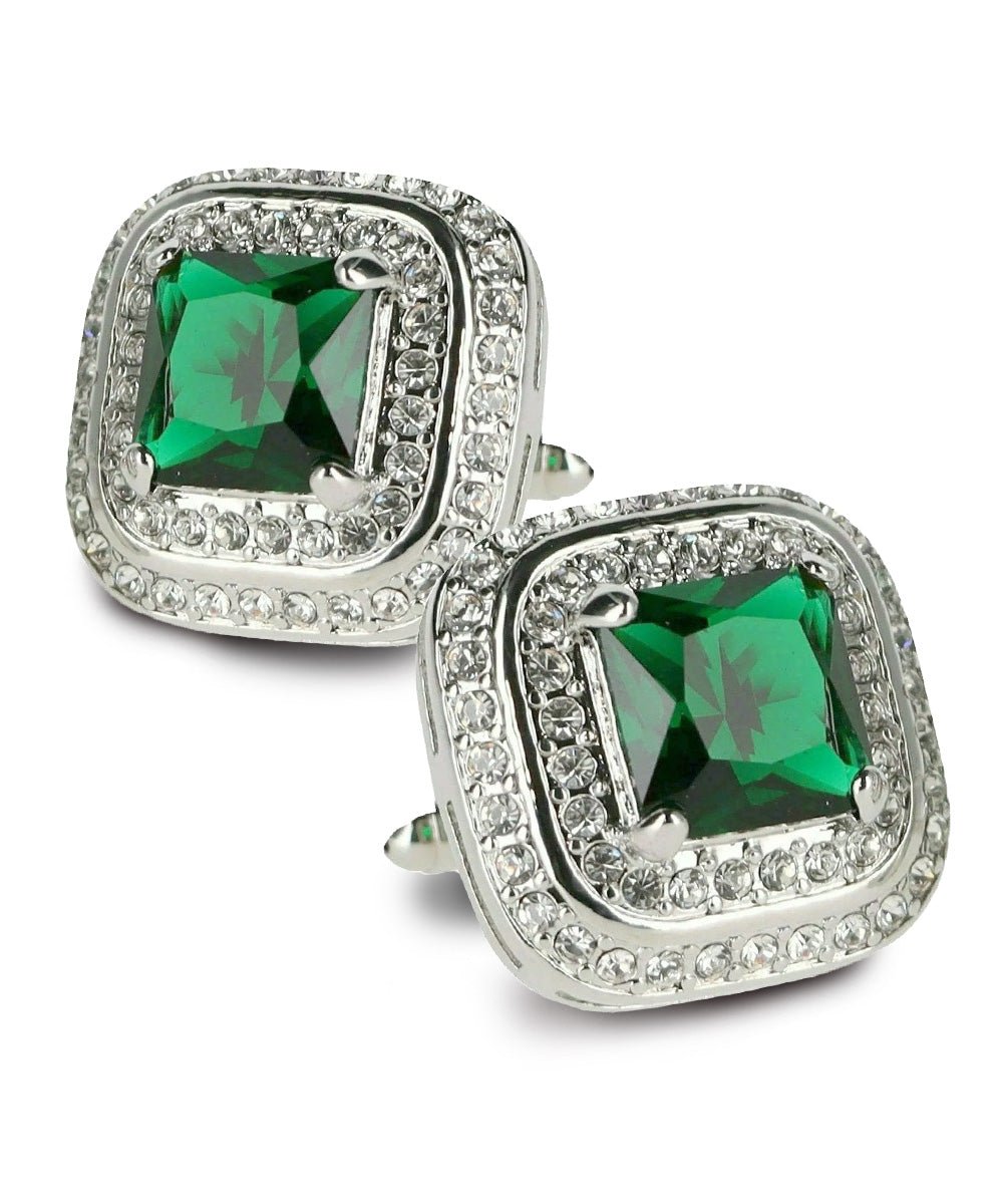 BLING Colorstone Cufflinks with Square Crystal Double Diamond Set in a Box by Vittorio Vico (CL75XX) (CL - 7507) for Independent Retail Stores by Dubal Brothers