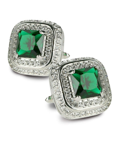 BLING Colorstone Cufflinks with Square Crystal Double Diamond Set in a Box by Vittorio Vico (CL75XX) (CL - 7507) for Independent Retail Stores by Dubal Brothers
