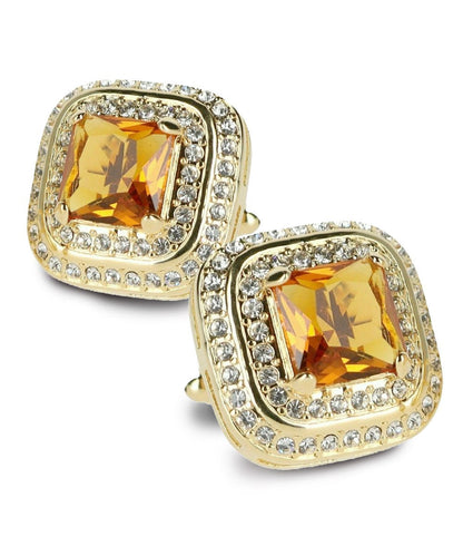 BLING Colorstone Cufflinks with Square Crystal Double Diamond Set in a Box by Vittorio Vico (CL75XX) (CL - 7510) for Independent Retail Stores by Dubal Brothers
