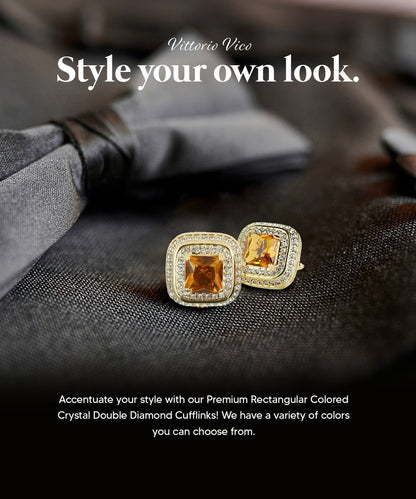 BLING Colorstone Cufflinks with Square Crystal Double Diamond Set in a Box by Vittorio Vico (CL75XX) (CL - 7511) for Independent Retail Stores by Dubal Brothers