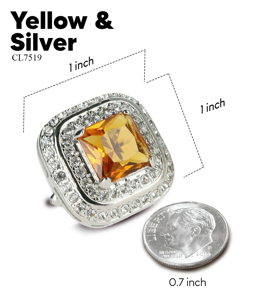 BLING Colorstone Cufflinks with Square Crystal Double Diamond Set in a Box by Vittorio Vico (CL75XX) (CL - 7512) for Independent Retail Stores by Dubal Brothers