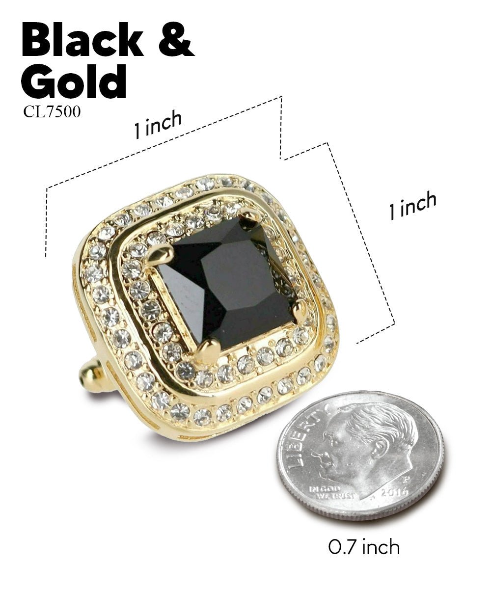 BLING Colorstone Cufflinks with Square Crystal Double Diamond Set in a Box by Vittorio Vico (CL75XX) (CL - 7513) for Independent Retail Stores by Dubal Brothers