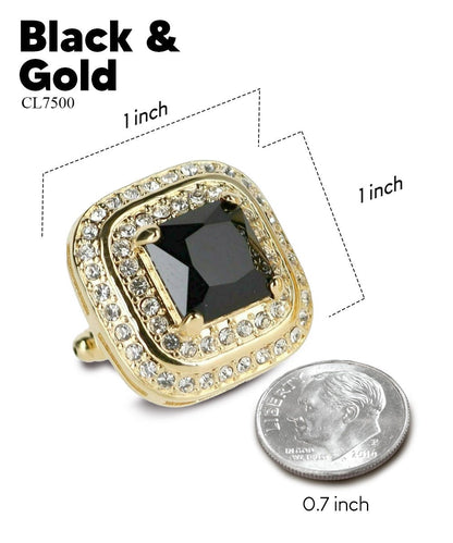 BLING Colorstone Cufflinks with Square Crystal Double Diamond Set in a Box by Vittorio Vico (CL75XX) (CL - 7513) for Independent Retail Stores by Dubal Brothers