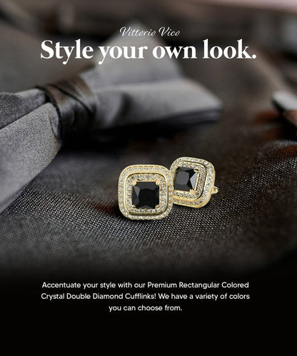 BLING Colorstone Cufflinks with Square Crystal Double Diamond Set in a Box by Vittorio Vico (CL75XX) (CL - 7513) for Independent Retail Stores by Dubal Brothers