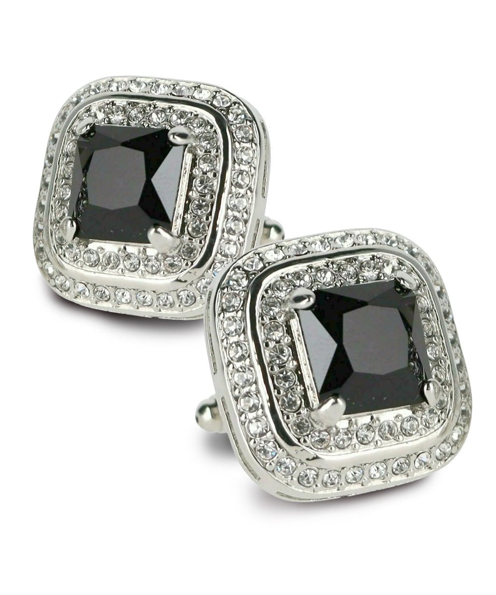 BLING Colorstone Cufflinks with Square Crystal Double Diamond Set in a Box by Vittorio Vico (CL75XX) (CL - 7513) for Independent Retail Stores by Dubal Brothers