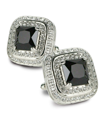 BLING Colorstone Cufflinks with Square Crystal Double Diamond Set in a Box by Vittorio Vico (CL75XX) (CL - 7513) for Independent Retail Stores by Dubal Brothers