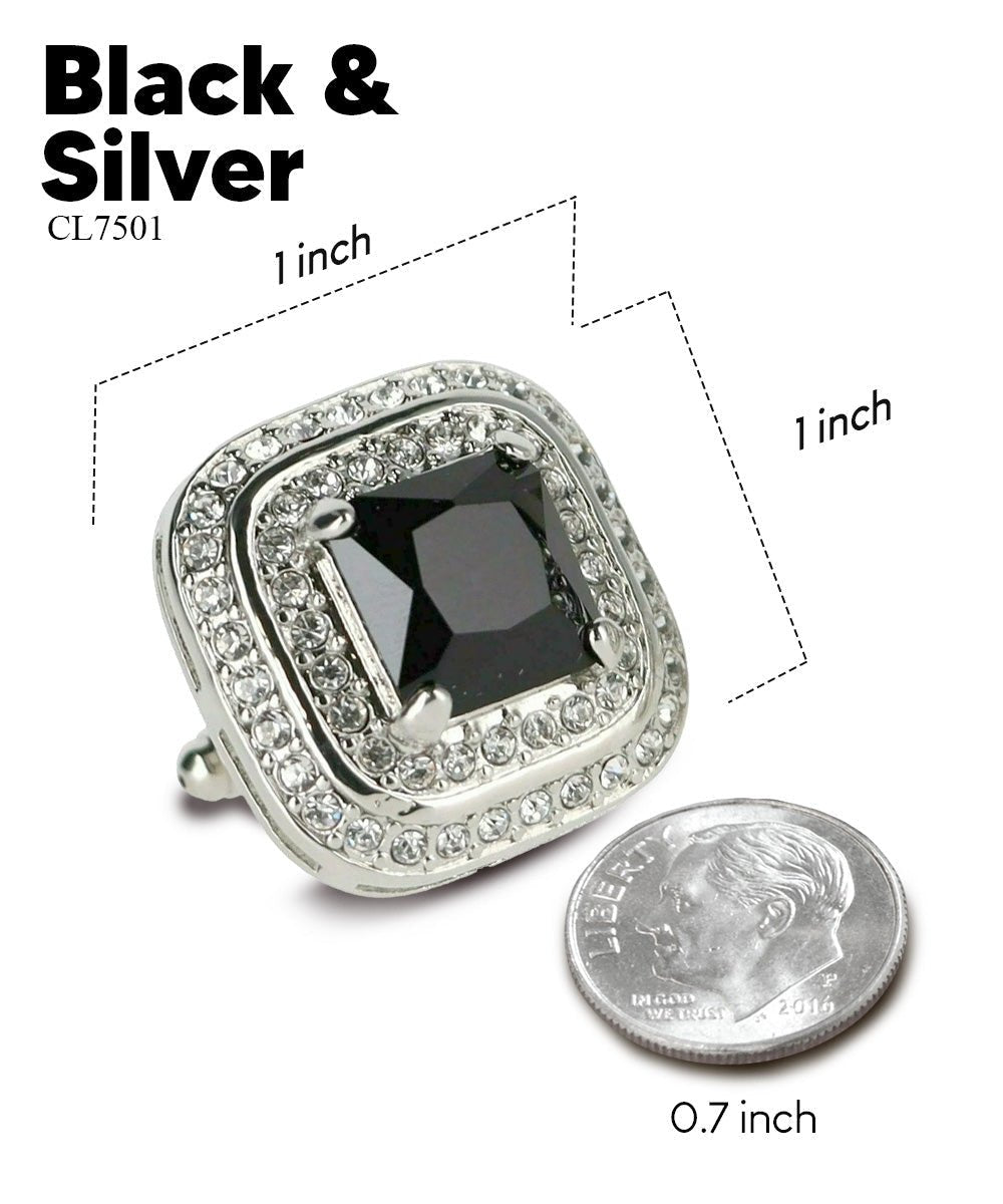 BLING Colorstone Cufflinks with Square Crystal Double Diamond Set in a Box by Vittorio Vico (CL75XX) (CL - 7514) for Independent Retail Stores by Dubal Brothers