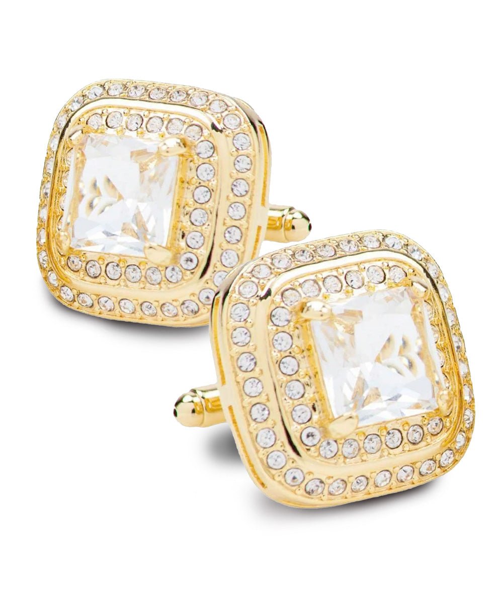 BLING Colorstone Cufflinks with Square Crystal Double Diamond Set in a Box by Vittorio Vico (CL75XX) (CL - 7514) for Independent Retail Stores by Dubal Brothers