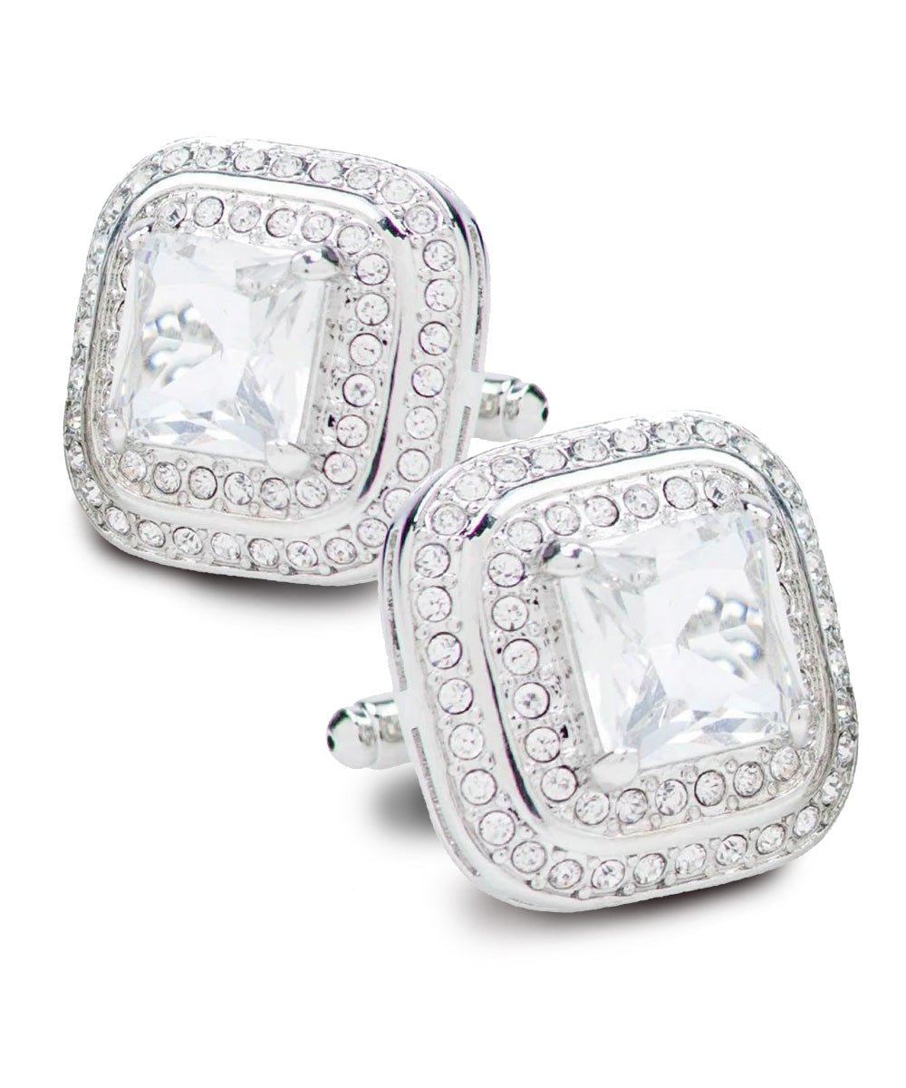 BLING Colorstone Cufflinks with Square Crystal Double Diamond Set in a Box by Vittorio Vico (CL75XX) (CL - 7515) for Independent Retail Stores by Dubal Brothers