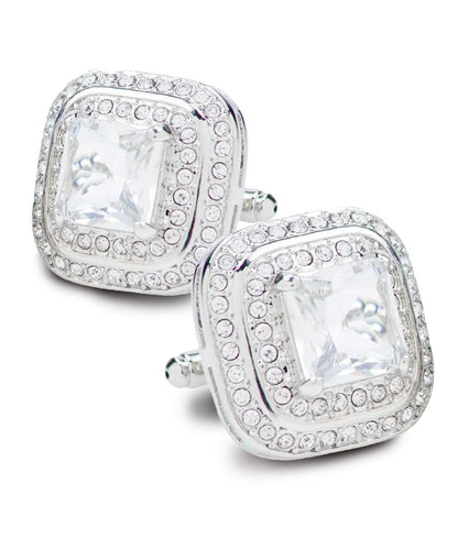 BLING Colorstone Cufflinks with Square Crystal Double Diamond Set in a Box by Vittorio Vico (CL75XX) (CL - 7515) for Independent Retail Stores by Dubal Brothers