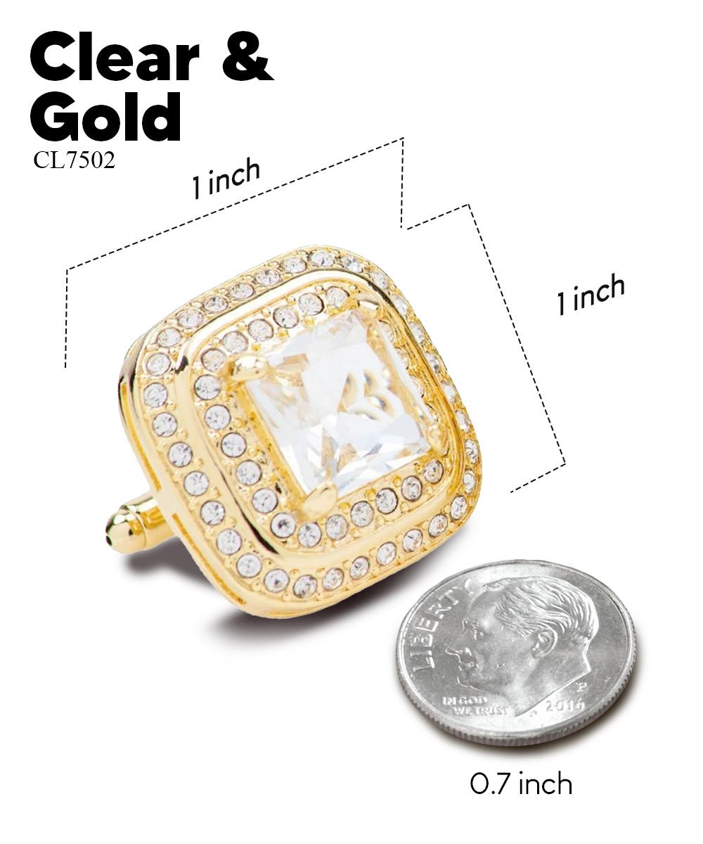 BLING Colorstone Cufflinks with Square Crystal Double Diamond Set in a Box by Vittorio Vico (CL75XX) (CL - 7515) for Independent Retail Stores by Dubal Brothers