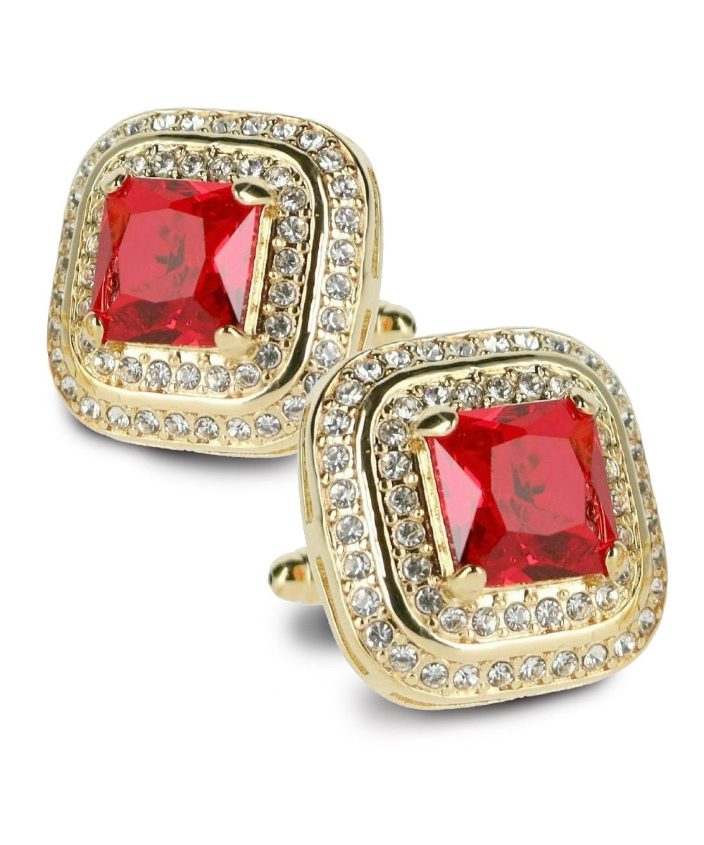 BLING Colorstone Cufflinks with Square Crystal Double Diamond Set in a Box by Vittorio Vico (CL75XX) (CL - 7516) for Independent Retail Stores by Dubal Brothers