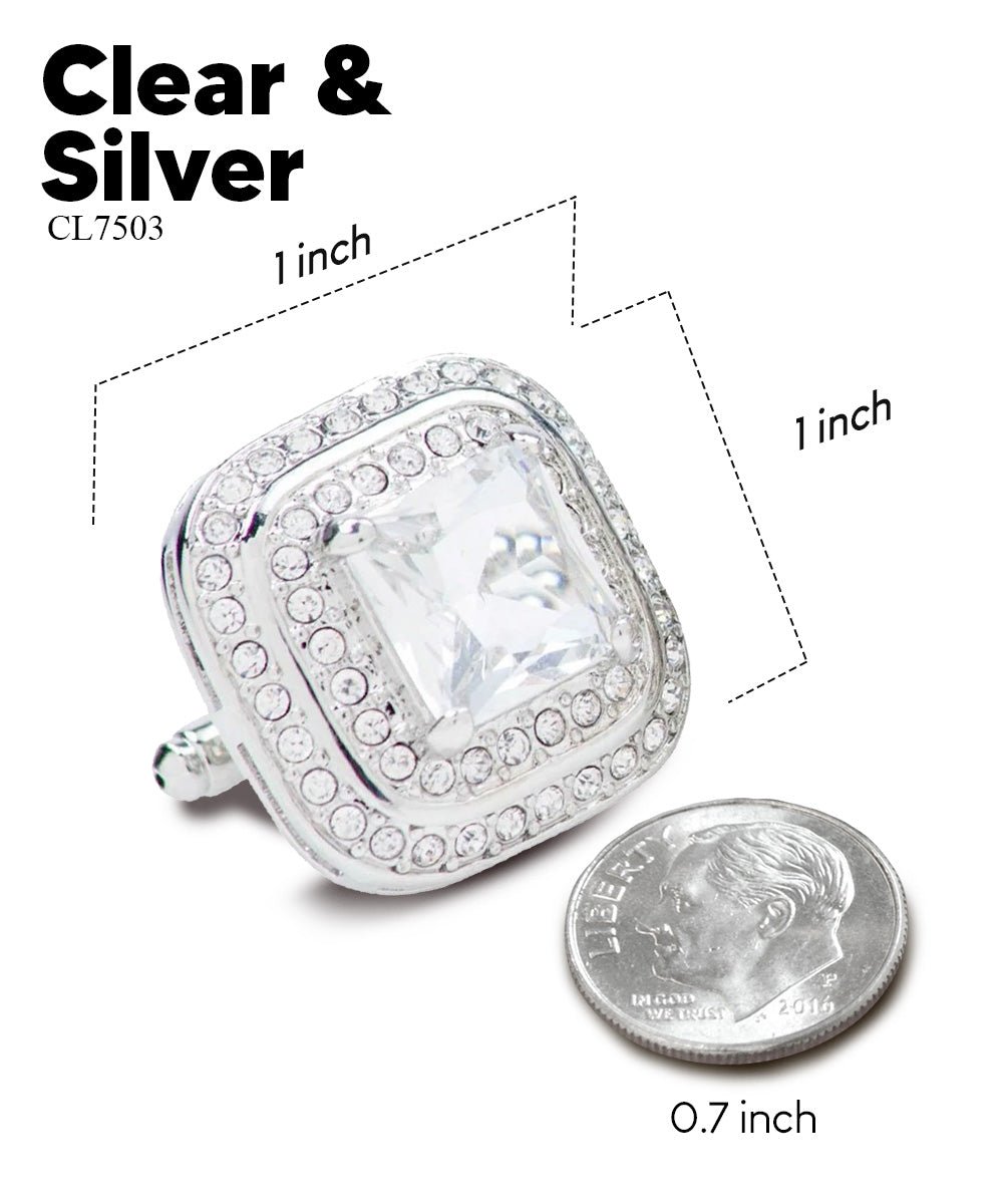 BLING Colorstone Cufflinks with Square Crystal Double Diamond Set in a Box by Vittorio Vico (CL75XX) (CL - 7516) for Independent Retail Stores by Dubal Brothers