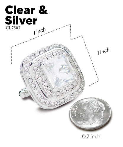 BLING Colorstone Cufflinks with Square Crystal Double Diamond Set in a Box by Vittorio Vico (CL75XX) (CL - 7516) for Independent Retail Stores by Dubal Brothers