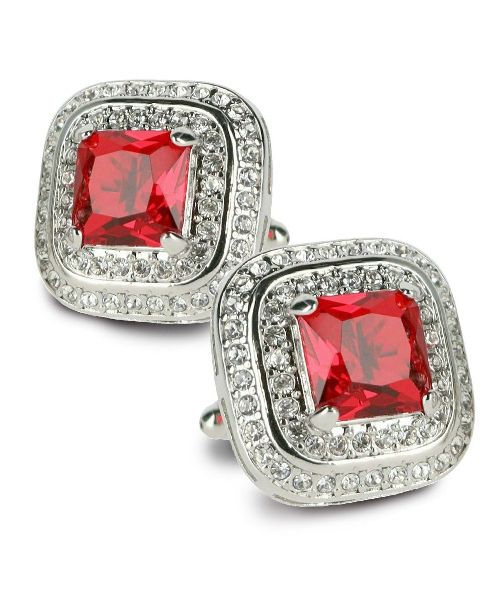 BLING Colorstone Cufflinks with Square Crystal Double Diamond Set in a Box by Vittorio Vico (CL75XX) (CL - 7517) for Independent Retail Stores by Dubal Brothers