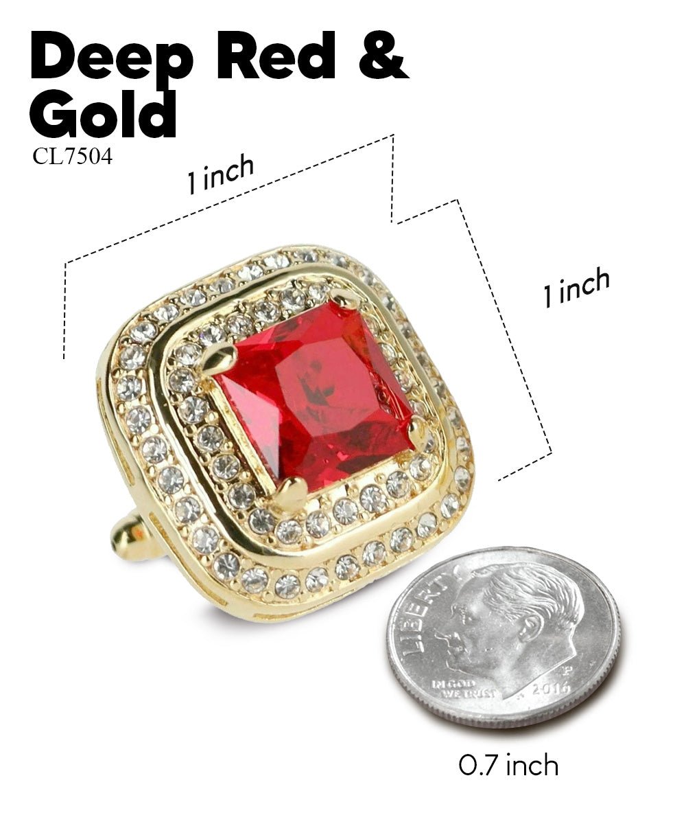 BLING Colorstone Cufflinks with Square Crystal Double Diamond Set in a Box by Vittorio Vico (CL75XX) (CL - 7517) for Independent Retail Stores by Dubal Brothers