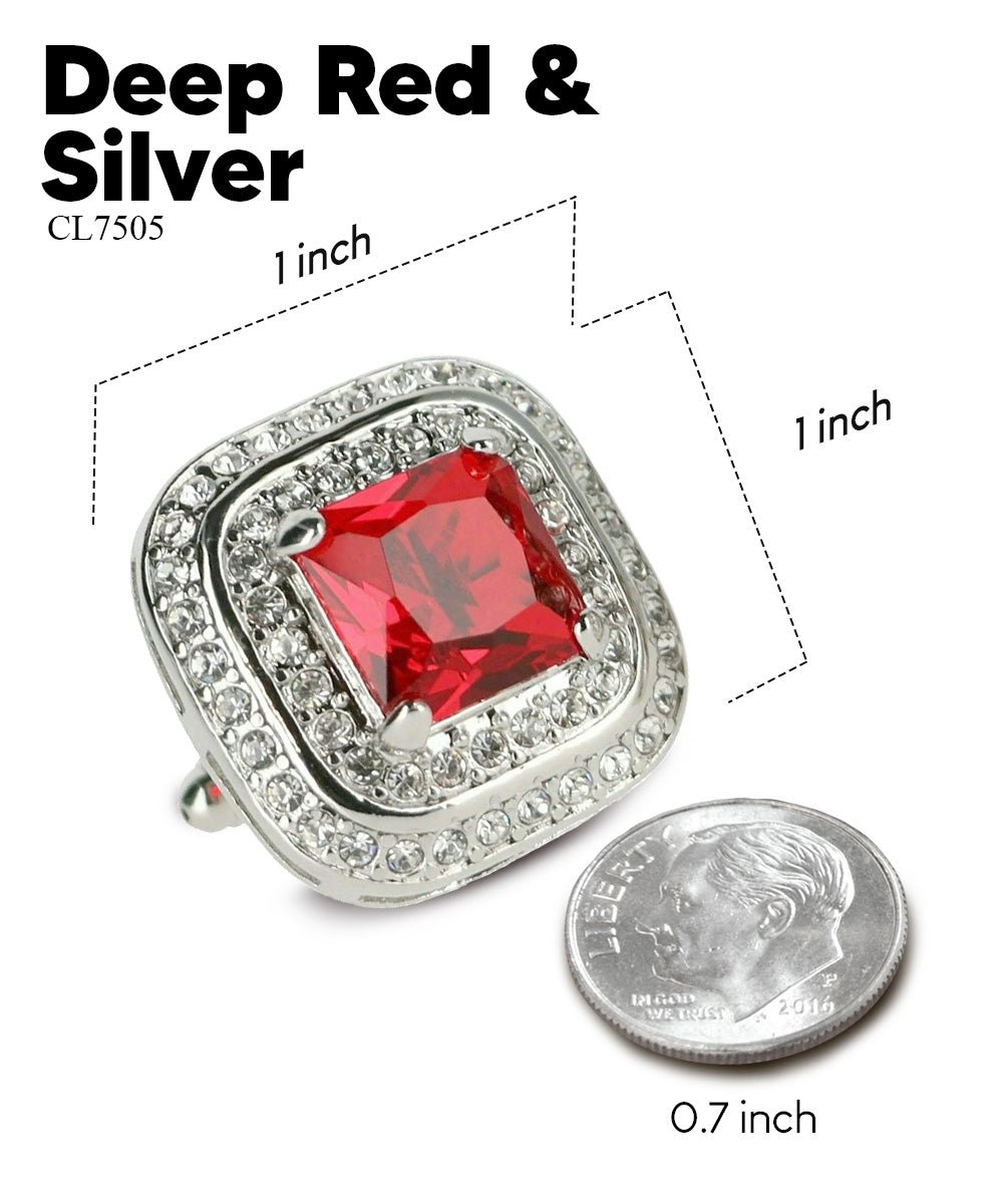 BLING Colorstone Cufflinks with Square Crystal Double Diamond Set in a Box by Vittorio Vico (CL75XX) (CL - 7518) for Independent Retail Stores by Dubal Brothers