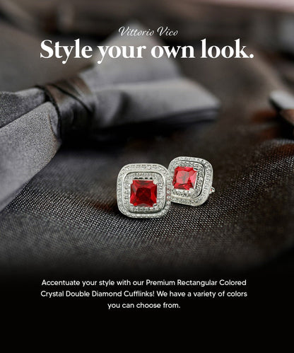 BLING Colorstone Cufflinks with Square Crystal Double Diamond Set in a Box by Vittorio Vico (CL75XX) (CL - 7518) for Independent Retail Stores by Dubal Brothers
