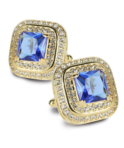 BLING Colorstone Cufflinks with Square Crystal Double Diamond Set in a Box by Vittorio Vico (CL75XX) (CL - 7518) for Independent Retail Stores by Dubal Brothers