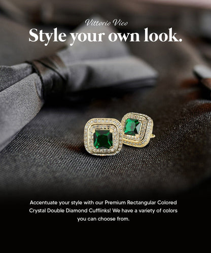 BLING Colorstone Cufflinks with Square Crystal Double Diamond Set in a Box by Vittorio Vico (CL75XX) (CL - 7519) for Independent Retail Stores by Dubal Brothers