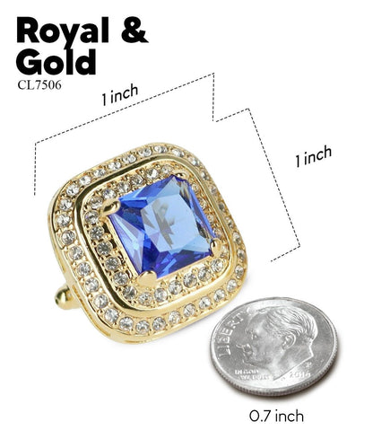 BLING Colorstone Cufflinks with Square Crystal Double Diamond Set in a Box by Vittorio Vico (CL75XX) (CL - 7519) for Independent Retail Stores by Dubal Brothers