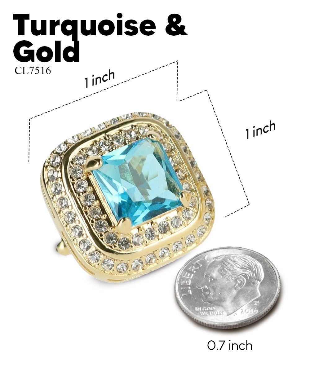 BLING Colorstone Cufflinks with Square Crystal Double Diamond Set in a Box by Vittorio Vico (CL75XX) (CL - 7519) for Independent Retail Stores by Dubal Brothers