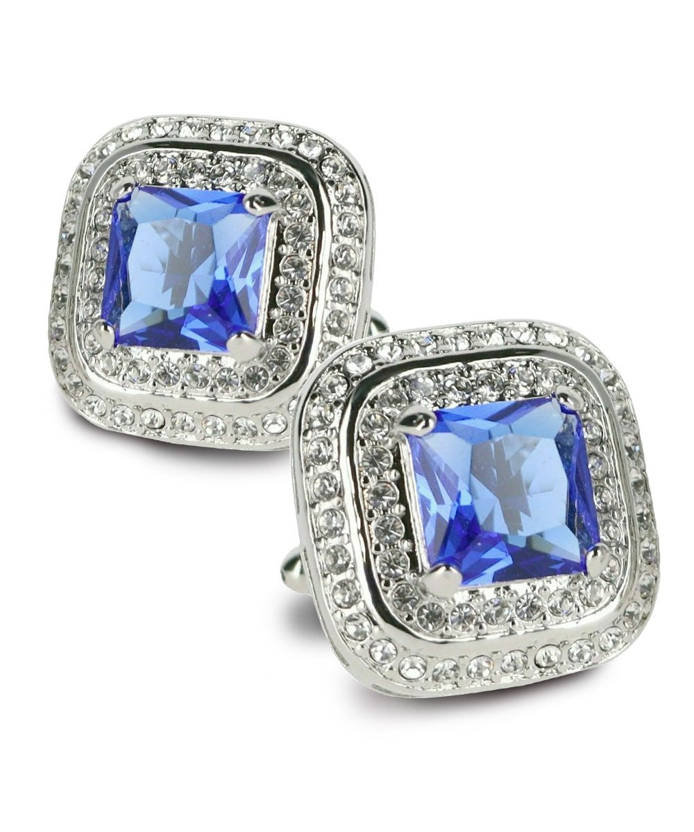 BLING Colorstone Cufflinks with Square Crystal Double Diamond Set in a Box by Vittorio Vico (CL75XX) (CL - 7519) for Independent Retail Stores by Dubal Brothers