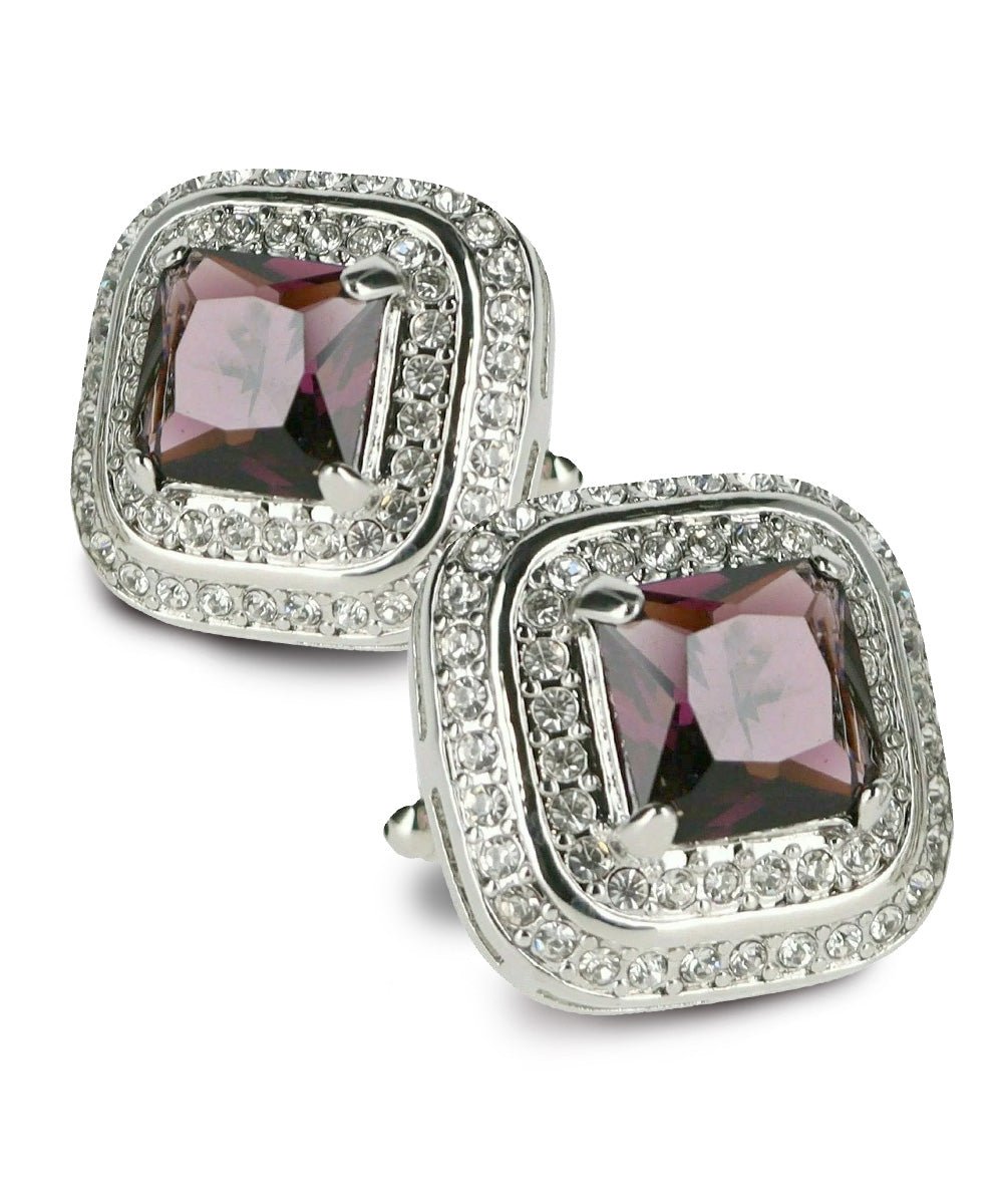 BLING Colorstone Cufflinks with Square Crystal Double Diamond Set in a Box by Vittorio Vico (CL75XX) (CL - 7519) for Independent Retail Stores by Dubal Brothers