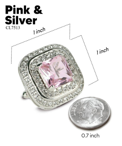 BLING Colorstone Cufflinks with Square Crystal Double Diamond Set in a Box by Vittorio Vico (CL75XX) (CL - 7519) for Independent Retail Stores by Dubal Brothers