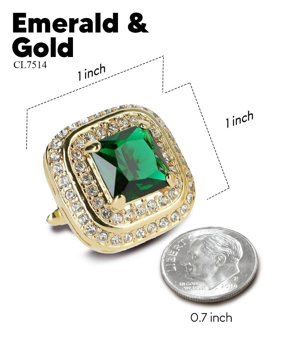 BLING Colorstone Cufflinks with Square Crystal Double Diamond Set in a Box by Vittorio Vico (CL75XX) (CL - 7519) for Independent Retail Stores by Dubal Brothers