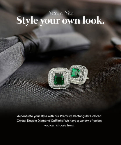 BLING Colorstone Cufflinks with Square Crystal Double Diamond Set in a Box by Vittorio Vico (CL75XX) (CL - 7519) for Independent Retail Stores by Dubal Brothers