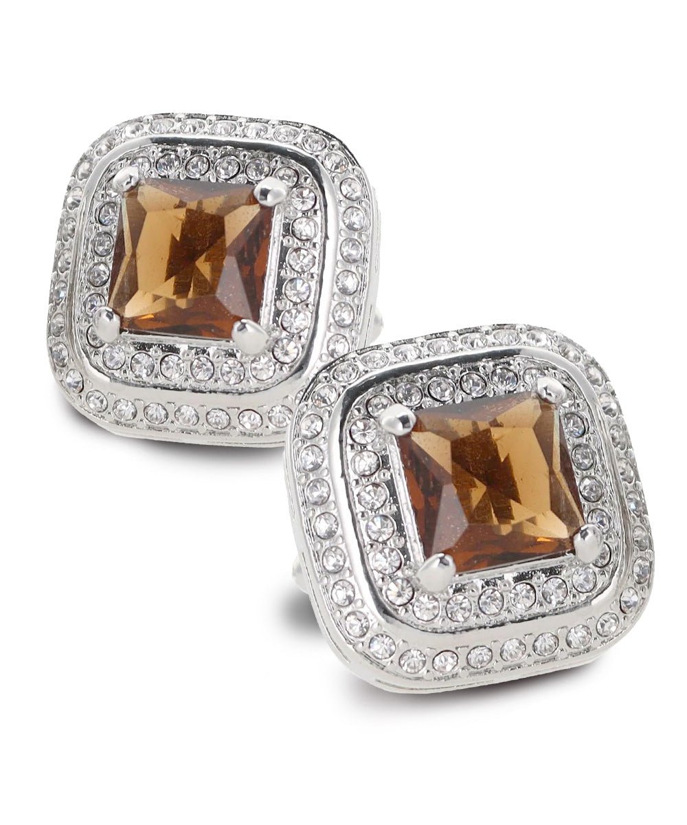BLING Colorstone Cufflinks with Square Crystal Double Diamond Set in a Box by Vittorio Vico (CL75XX) (CL - 7519) for Independent Retail Stores by Dubal Brothers