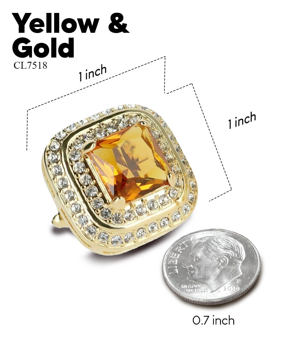 BLING Colorstone Cufflinks with Square Crystal Double Diamond Set in a Box by Vittorio Vico (CL75XX) (CL - 7519) for Independent Retail Stores by Dubal Brothers