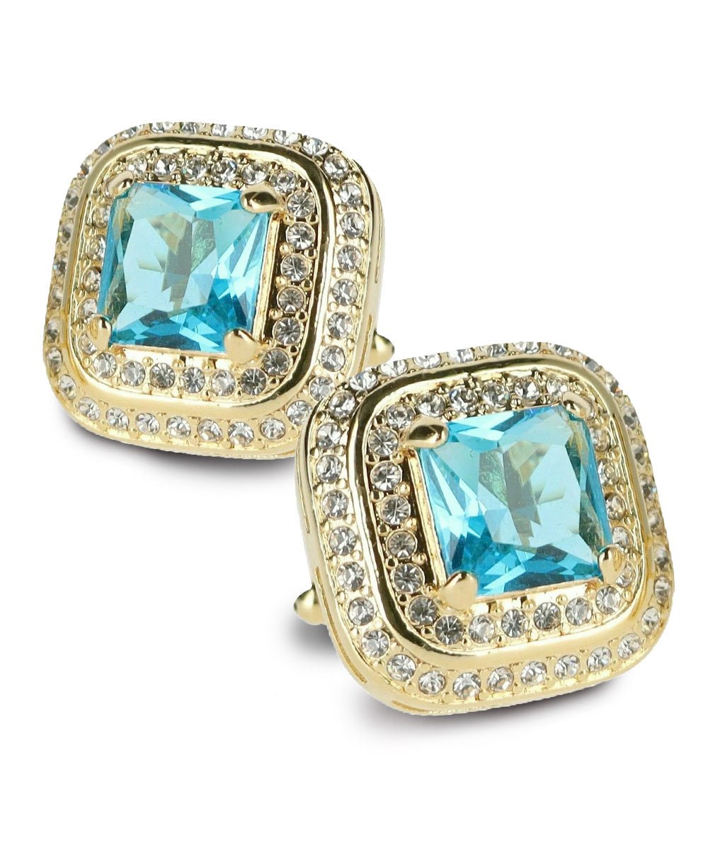 BLING Colorstone Cufflinks with Square Crystal Double Diamond Set in a Box by Vittorio Vico (CL75XX) (CL - 7519) for Independent Retail Stores by Dubal Brothers