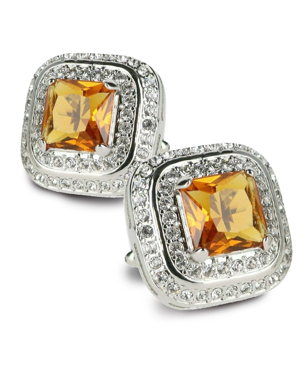 BLING Colorstone Cufflinks with Square Crystal Double Diamond Set in a Box by Vittorio Vico (CL75XX) (CL - 7519) for Independent Retail Stores by Dubal Brothers