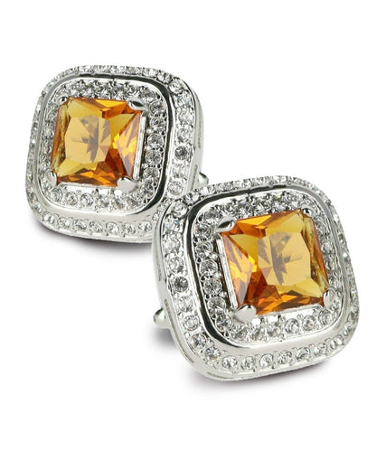 BLING Colorstone Cufflinks with Square Crystal Double Diamond Set in a Box by Vittorio Vico (CL75XX) (CL - 7519) for Independent Retail Stores by Dubal Brothers