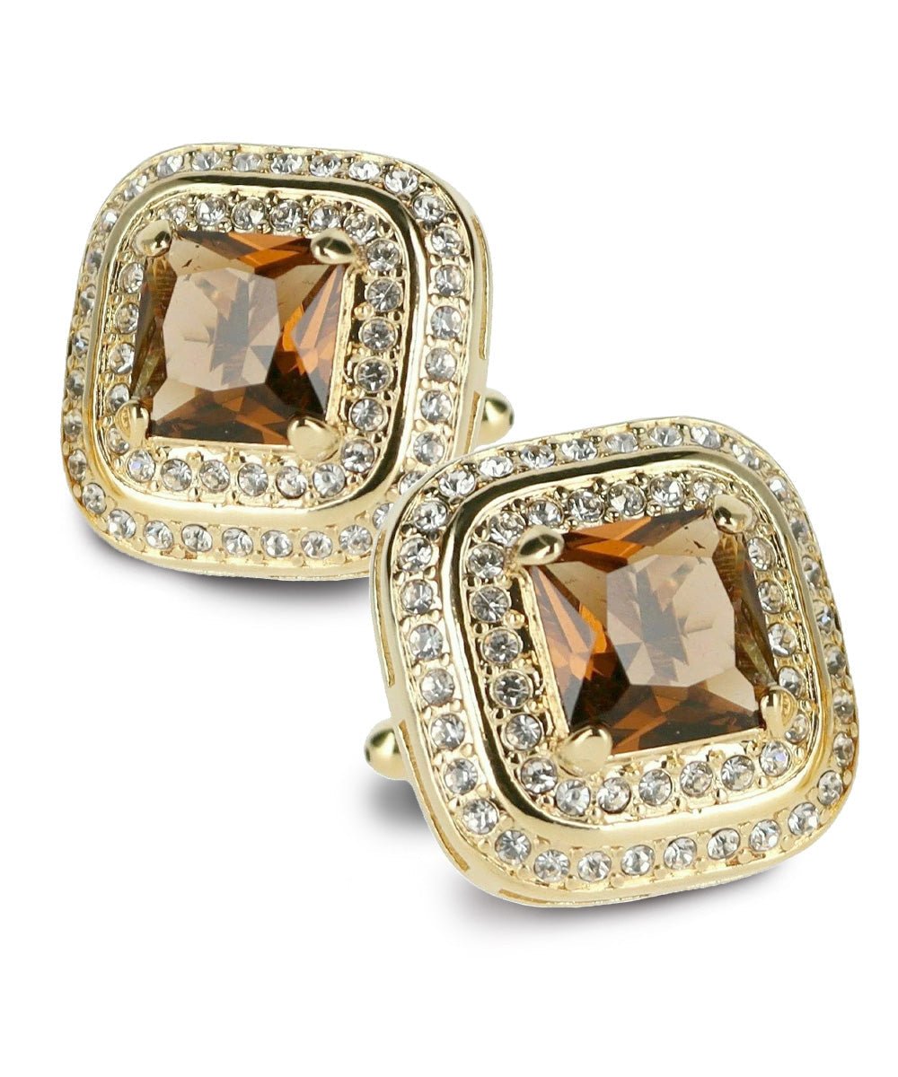 BLING Colorstone Cufflinks with Square Crystal Double Diamond Set in a Box by Vittorio Vico (CL75XX) (CL - 7519) for Independent Retail Stores by Dubal Brothers