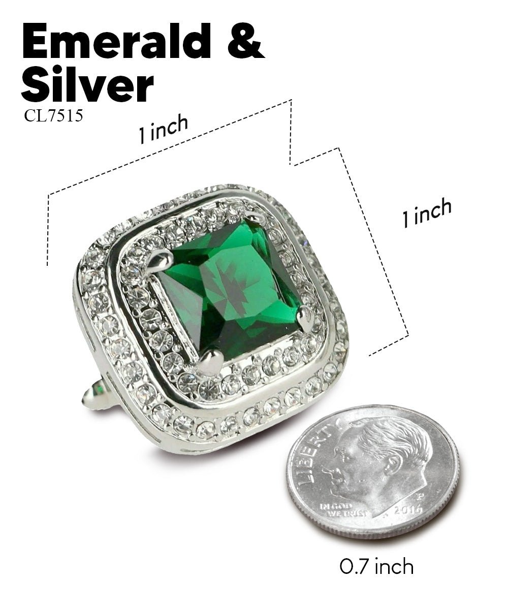 BLING Colorstone Cufflinks with Square Crystal Double Diamond Set in a Box by Vittorio Vico (CL75XX) (CL - 7519) for Independent Retail Stores by Dubal Brothers