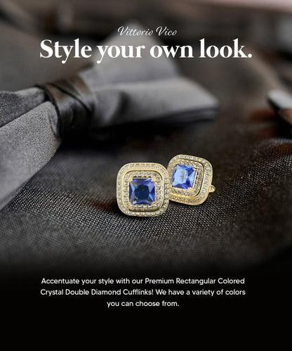 BLING Colorstone Cufflinks with Square Crystal Double Diamond Set in a Box by Vittorio Vico (CL75XX) (CL - 7519) for Independent Retail Stores by Dubal Brothers