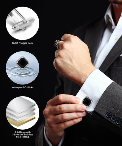 BLING Colorstone Cufflinks with Square Crystal in a Box by Vittorio Vico (CL70XX) (CL - 7001) for Independent Retail Stores by Dubal Brothers