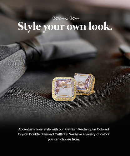 BLING Colorstone Cufflinks with Square Crystal in a Box by Vittorio Vico (CL70XX) (CL - 7002) for Independent Retail Stores by Dubal Brothers