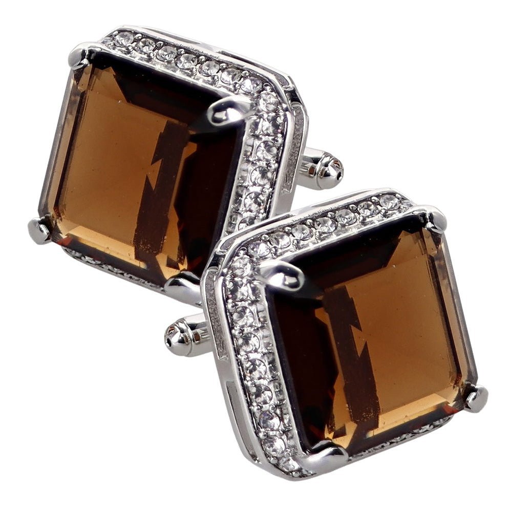 BLING Colorstone Cufflinks with Square Crystal in a Box by Vittorio Vico (CL70XX) (CL - 7009) for Independent Retail Stores by Dubal Brothers
