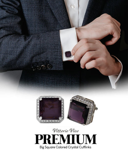BLING Colorstone Cufflinks with Square Crystal in a Box by Vittorio Vico (CL70XX) (CL - 7011) for Independent Retail Stores by Dubal Brothers