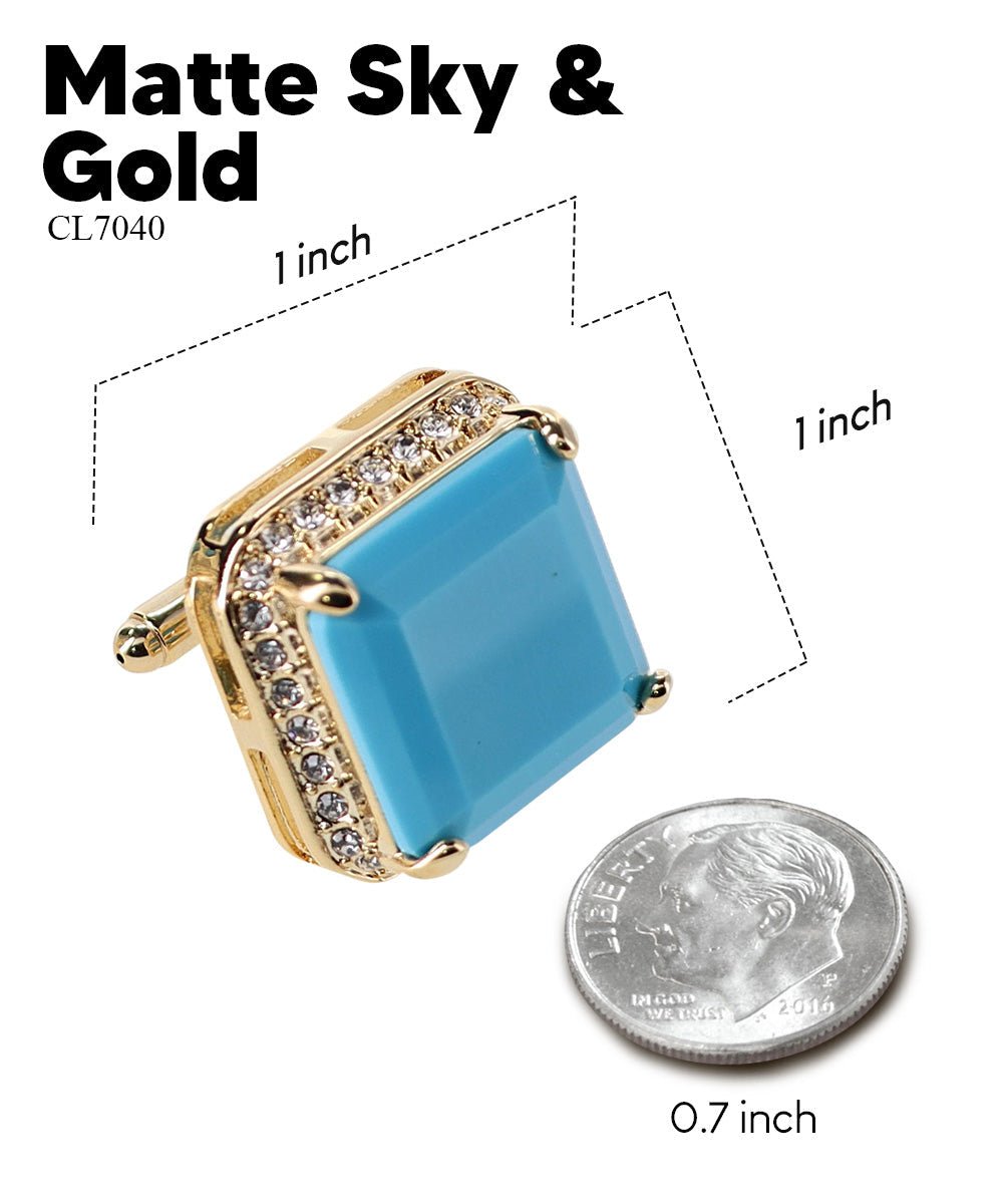 BLING Colorstone Cufflinks with Square Crystal in a Box by Vittorio Vico (CL70XX) (CL - 7040) for Independent Retail Stores by Dubal Brothers