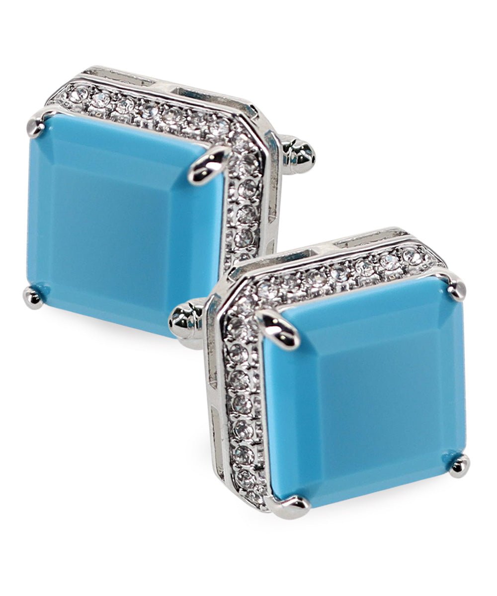 BLING Colorstone Cufflinks with Square Crystal in a Box by Vittorio Vico (CL70XX) (CL - 7041) for Independent Retail Stores by Dubal Brothers