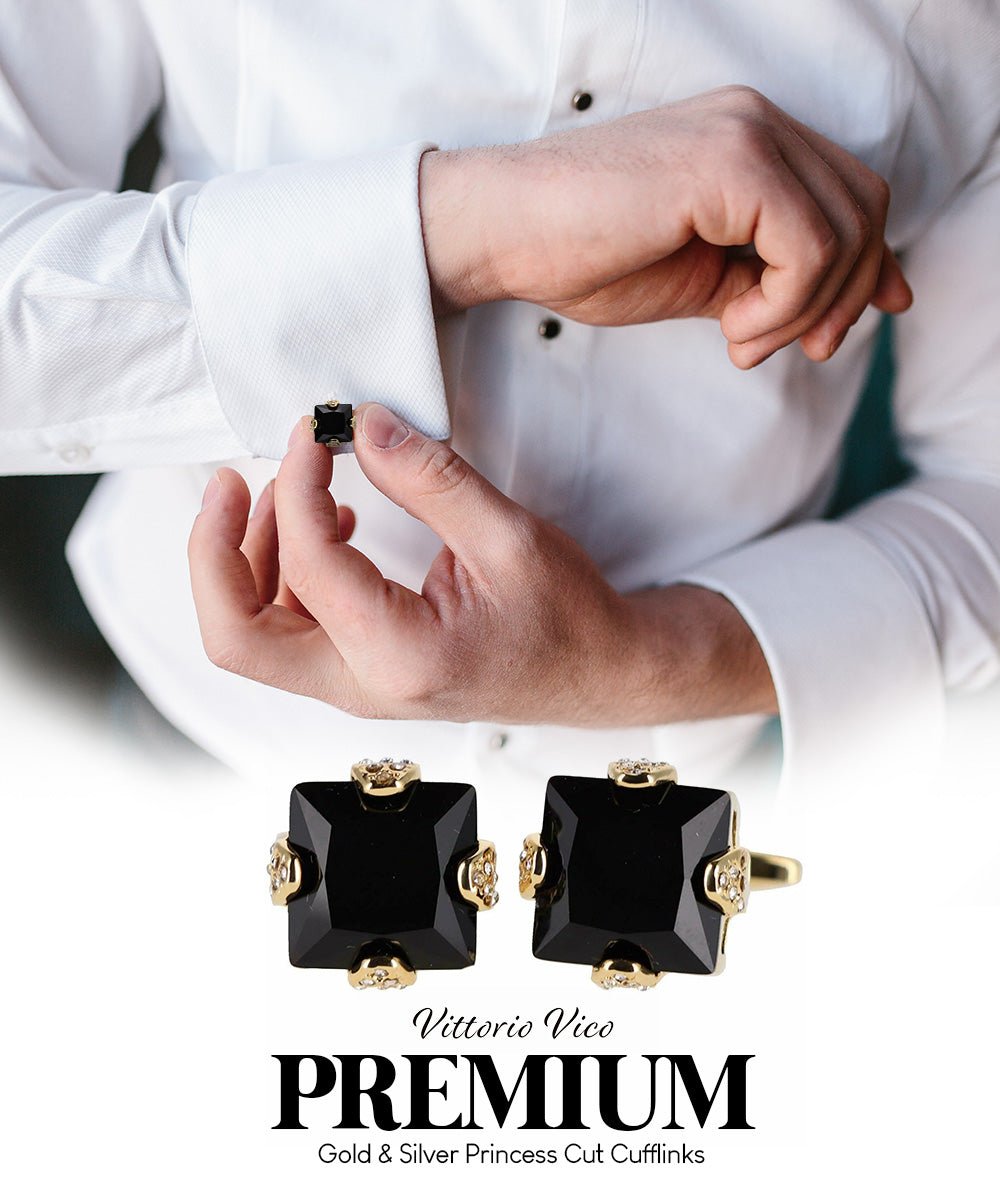 Bling Colorstone Cufflinks with Square Setting in a Box by Vittorio Vico (CL13XX) (cl - 1300) for Independent Retail Stores by Dubal Brothers