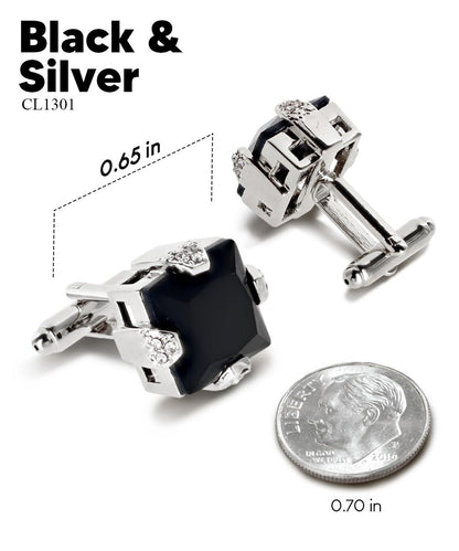 Bling Colorstone Cufflinks with Square Setting in a Box by Vittorio Vico (CL13XX) (cl - 1301) for Independent Retail Stores by Dubal Brothers