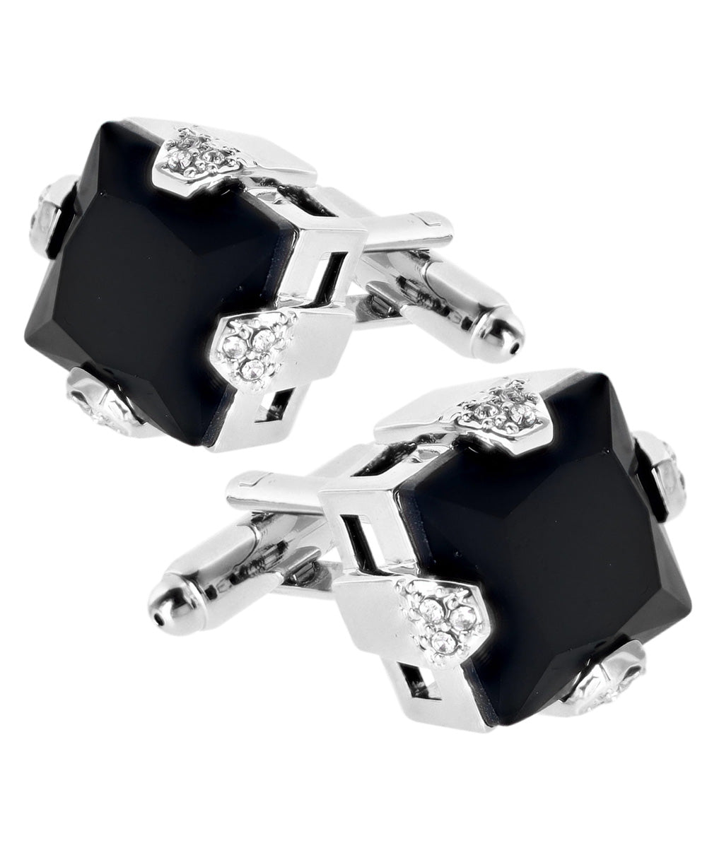 Bling Colorstone Cufflinks with Square Setting in a Box by Vittorio Vico (CL13XX) (cl - 1301) for Independent Retail Stores by Dubal Brothers